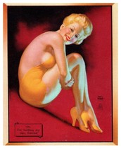 Pinup Girl 1940s Blotter Card Earl Moran Oh I&#39;m Holding My Own Thanks Blonde Art - £13.81 GBP