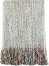 Saro Lifestyle Fringe Hem Faux Mohair Lightweight Throw Blanket, Aqua, 50&quot;X60&quot; - $40.99