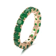 New Emerald Round Cut Zircon Promise Ring for Women Luxury 585 Rose Gold Wedding - £10.09 GBP