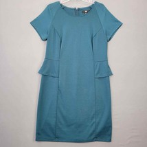 Mossimo Womens Dress Size XL Stretch Green Teal Midi Casual Ruffle Short Sleeve - £9.75 GBP