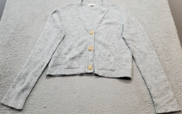 ILLA ILLA Cardigan Sweater Womens Large Gray Crop Knit Long Sleeve Butto... - $23.05