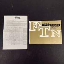 Vintage Nikon Nikkormat FTN Instruction Manual and Filters Referrence Chart - $10.84