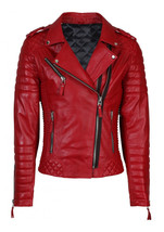 Women’s Slim Fit Stylish Fashionable Kay Michael&#39;s Red Quilted Leather J... - £94.81 GBP