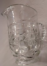 Vintage Anchor Hocking Clear Crystal Glass Small Pitcher Star of David P... - $10.85