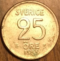 1959 Sweden 25 Ore Coin - £1.77 GBP