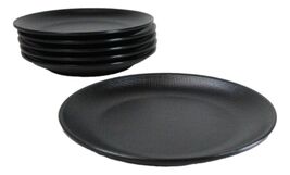 Pack Of 6 Black Silk Melamine Round Appetizer Dessert Side Dishes Plates... - $34.99