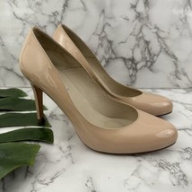 LK Bennett Womens Nude Beige Patent Leather Pumps Heels Size 39.5 Round Toe - £30.24 GBP