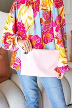 Baby Pink Vegan Leather Handle Clutch Bag - £6.26 GBP