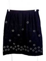 ANN TAYLOR LADIES BLACK A-LINE SKIRT-8-LINED-EMBROIDERED-WORN ONCE-CUTE - $13.09