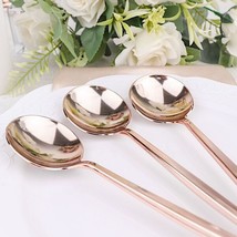 24 Rose Gold 8&quot;&quot; Heavy Duty Plastic Spoons Disposable Party Event Tableware - £7.84 GBP
