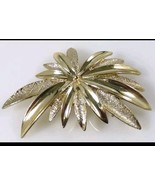 Vtg SIGNED SARAH COV COVENTRY 2&quot; burst FLOWER Brooch Pin gold tone metal... - $16.46 CAD