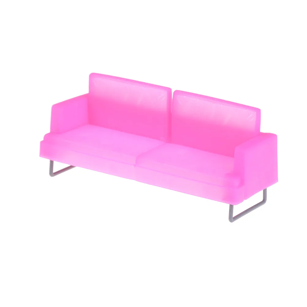 Doll House Sofa Miniature For Barbie Deluxe Pink Plastic Sofa Chair For Barbie - £6.57 GBP