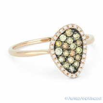 0.37 ct Round Cut Fancy Diamond Pave Right Hand Ring in 14k Rose and Black Gold - £431.50 GBP