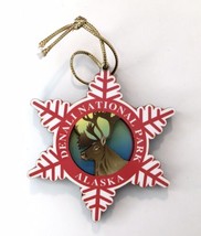 Denali National Park Alaska Elk Caribou Moose Snowflake Christmas Tree Ornament - £12.76 GBP