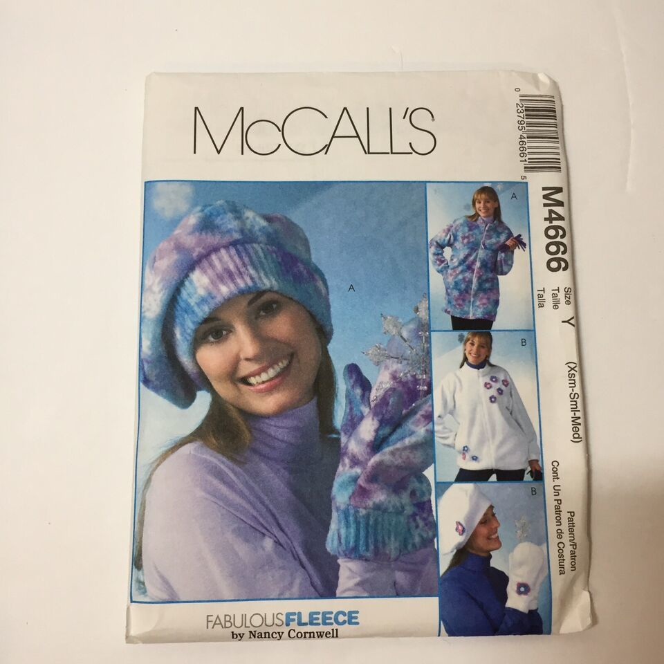 McCall's 4666 Size Xsm-Med Misses' Unlined Jackets Hats Mittens - $12.86