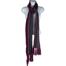 Women&#39;s Knit Scarf With Tassels One Size Purple - £8.83 GBP