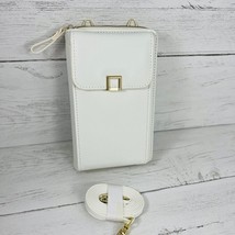 Crossbody Cellphone Wallet Purse Lightweight Handbag White Faux Leather - £31.96 GBP