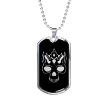 Calavera Mexican Sugar Skull 68 Necklace Stainless Steel or 18k Gold Dog Tag 24 - £37.92 GBP+