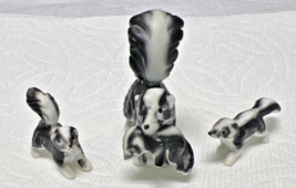 3pc Mini Skunk Mom Babies Miniature Bone China Animal Critter Vintage Japan - $14.36