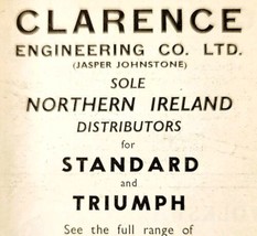 1954 Clarence Engineering Ireland Triumph Advertisement Automobilia E89G3 - $27.64 CAD