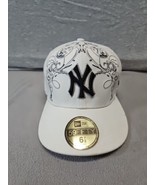 New York Yankees Black White 59fifty Fitted 6 7/8 Hat Cap (T4) - £9.32 GBP