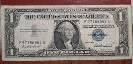 1957 $1 Dollar Bill Fancy Serial Number Silver Certificate Rare Currency - £57.16 GBP