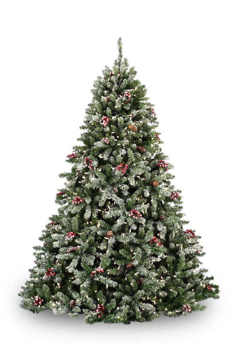 LED Warm White Flocked Prelit Hawthorne Christmas Tree with Pine Cones 6.5 FT - $599.99