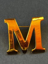 Estate AK Signed Marked Goldtone Letter Initial M Brooch Pin – 1 and 3/8th’s x 1 - £10.34 GBP