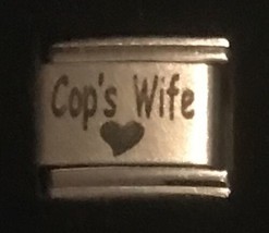Cop’s Wife Heart Love Laser Italian Charm Link 9MM K19 - £9.44 GBP