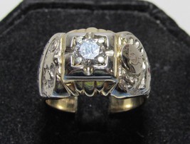 Gothic 14k Yellow Gold Elks Masonic .75ct Diamond Ring Sz 9.25 HTWSSTKS ... - $2,299.99