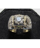 Gothic 14k Yellow Gold Elks Masonic .75ct Diamond Ring Sz 9.25 HTWSSTKS ... - $3,145.71 CAD