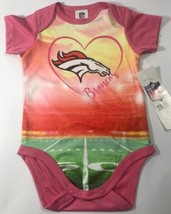 Denver Broncos Onesiee Bodysuit Newborn 0-3 mo Pink Heart Love Football ... - £21.03 GBP