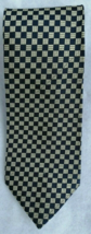 Ermenegildo Zegna Silk Tie Gold &amp; Navy Geometric Men Vintage Neck Italy Necktie - £16.05 GBP