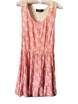 Luxe Brand Womens Coral Beige Floral Crotchet Back Design Size S Dress Boho Zip - £11.86 GBP