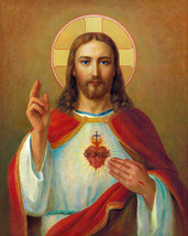 Framed canvas art print giclée Most sacred Heart of Jesus Virgin Mary - £31.64 GBP+