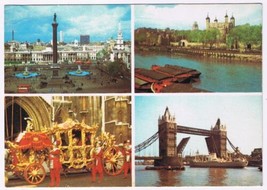 Postcard Trafalgar Square Tower &amp; Bridge Lord Mayor&#39;s Coach London UK - $3.95