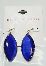 Kelly &amp; Katie Fashion Earrings Gold Tone French Wire Blue Marquise Shape Stones  - £11.59 GBP