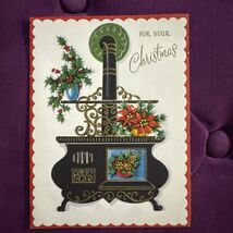 Old Fashioned stove embossed  vintage Christmas greeting card *WW11 - €5,26 EUR