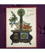 Old Fashioned stove embossed  vintage Christmas greeting card *WW11 - $8.53 CAD