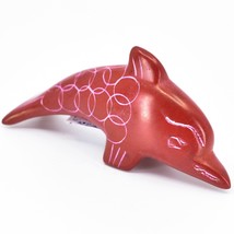 Vaneal Group Hand Carved Kisii Soapstone Red Dolphin Figurine Made in Kenya - £12.73 GBP