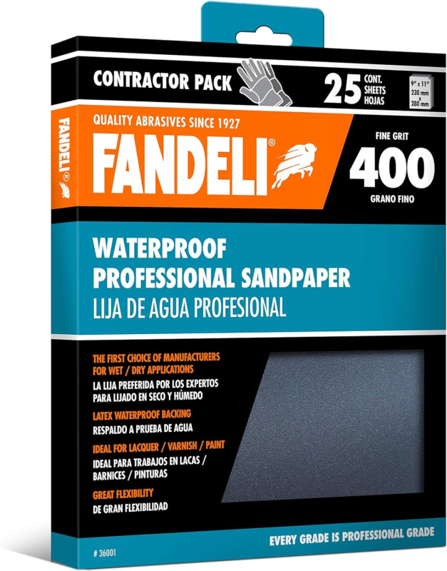 Fandeli | Waterproof Sandpaper | 400 Grit | 25 Sheets 9'' X 11'' | for for Plast - $26.51