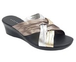 Karen Scott Women Cross Strap Slide Sandals Shirlei Size US 7M Gold Silv... - $26.73