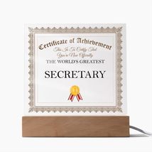 World&#39;s Greatest Secretary - Square Acrylic Plaque With LED Lights - £39.92 GBP