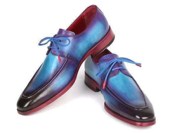 Paul Parkman Mens Shoes Derby Turquoise Purple Leather Apron Handmade 23SX84 Item image 3