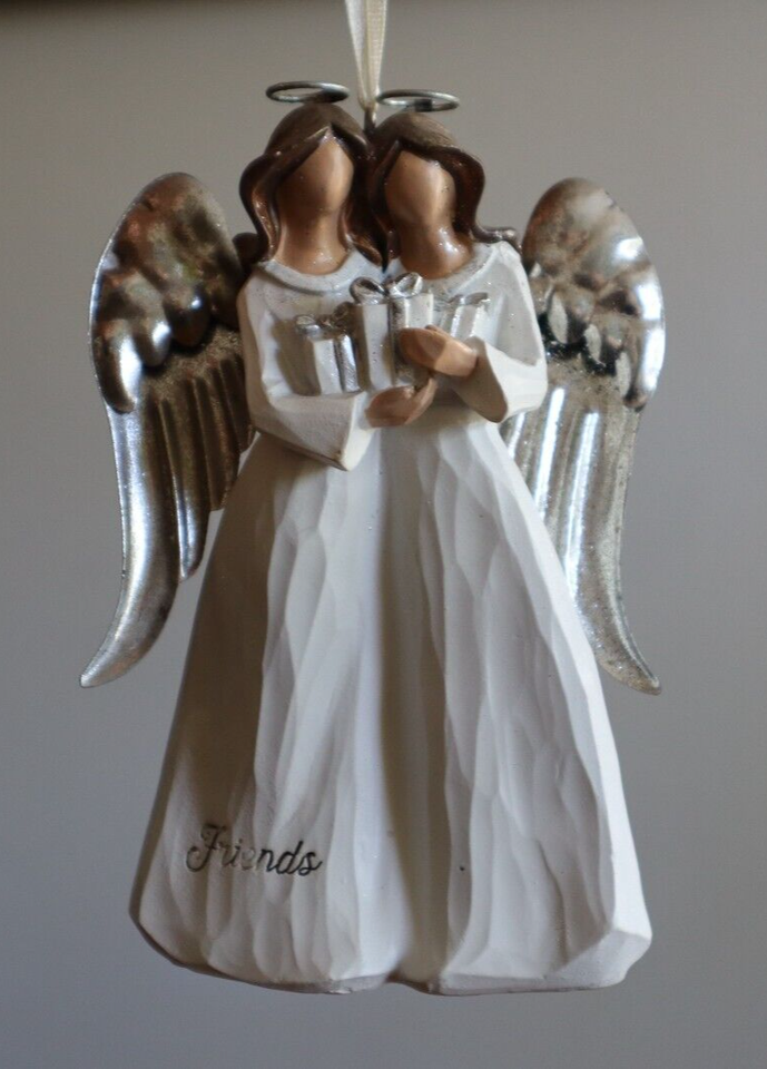 St. Nicholas Square Peace &amp; Love Friends Angel Silver Wings Ornament Fig... - $9.50