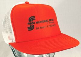 FIRST NATIONAL BANK of Strasburg Bennett Branch Hat-Orange-Mesh-Snapback... - $11.99