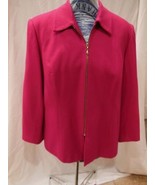 Vtg Joan Leslie Women&#39;s Wool Blend Jacket Size 14  Fully Lined Fuschia - £18.67 GBP