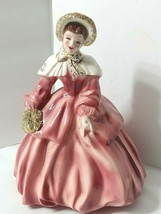 Florence Ceramics Lady Figurine ABIGAIL Rose Pink White Gold Trim Design... - £37.34 GBP