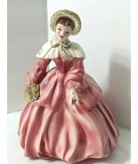 Florence Ceramics Lady Figurine ABIGAIL Rose Pink White Gold Trim Design... - £37.50 GBP