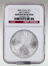 2006 $1 Silver American Eagle Graded by NGC as Gem Uncirculated First Strikes - £39.51 GBP